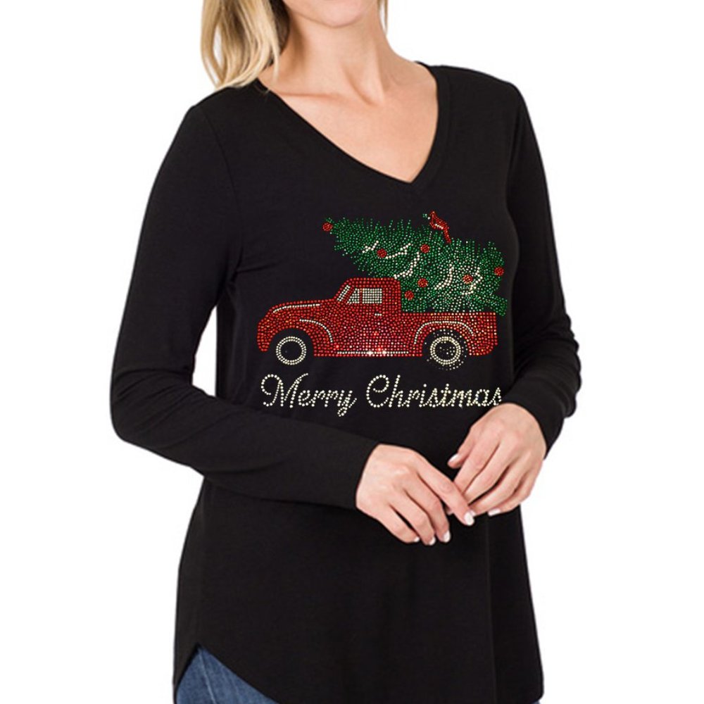 Christmas Rhinestone bling tshirt